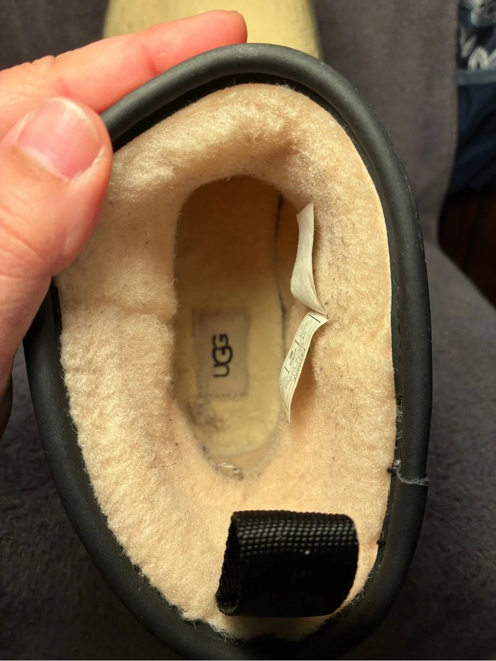 UGG Yellow Patent Shearling Ankle Boots with Black Trim
